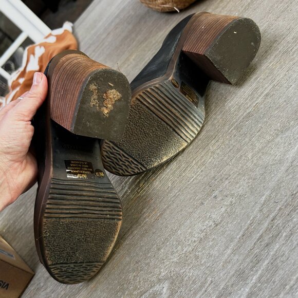 Lucky Brand Black Leather Sling Back Clogs Sz 8 - Picture 7 of 9